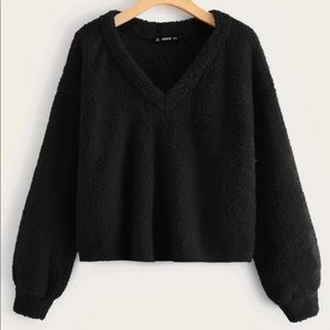Sherpa oversized v neck pullover